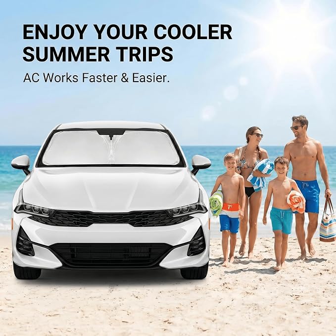 Windshield Sun Shade for KIA K5 2021 2022 2023 2024 2025 2026 Front Window Shade Custom Fit K5 Accessories, GT-Line, GT, Sedan Sun Visor Foldable Shade Blocks UV Rays Summer Must Have Car Accessories