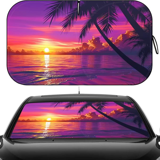 Windshield Sun Shade - Windshield Sun Shade Foldable, Car Sun Shade Windshield Keeps Interior Cool, Foldable Sunshade for Car Windshield with Storage Bag for Cars, SUVs, 55'' x 32''