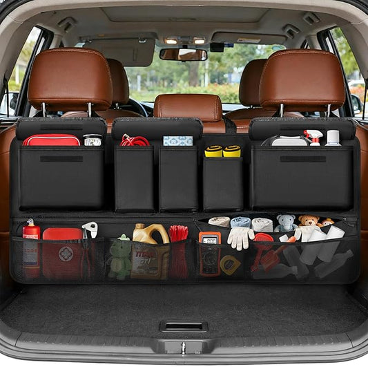 Trunk Organizer for SUV, 43" x 19" Large Capacity Car Organizers and Storage, Backseat Hanging Storage Bag with 10 Pockets, Adjustable & Waterproof Car Interior Accessories for SUV Truck MPV