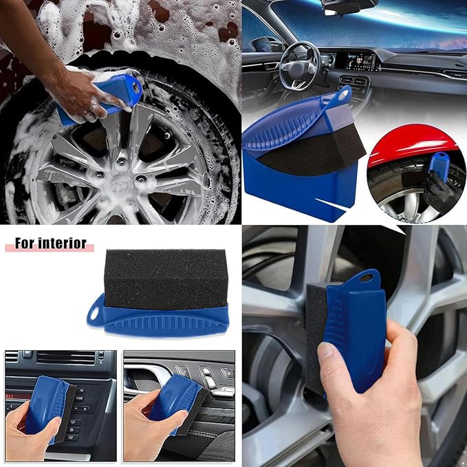 dPois Premium Tire Dressing Applicator for a Showroom Shine Foam Sponge with Lid Absorbs Product for Long-Lasting Blue One Size