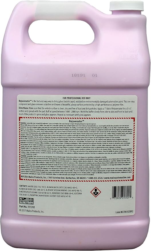 Malco Paint Rejuvenator - One Step Rotary Automotive Paint Restoration/Clear Coat Scratch and Swirl Remover/Re-Shine Old, Aged Paint to Look New / 1 Gallon (111701)