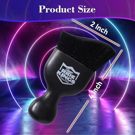 Car Interior Detailing Brush, Soft Bristle Auto Dashboard Dust Cleaner with Cover for Car Vents, Leather & Computer, Cleaning Supplies Gifts for Men Women - Black