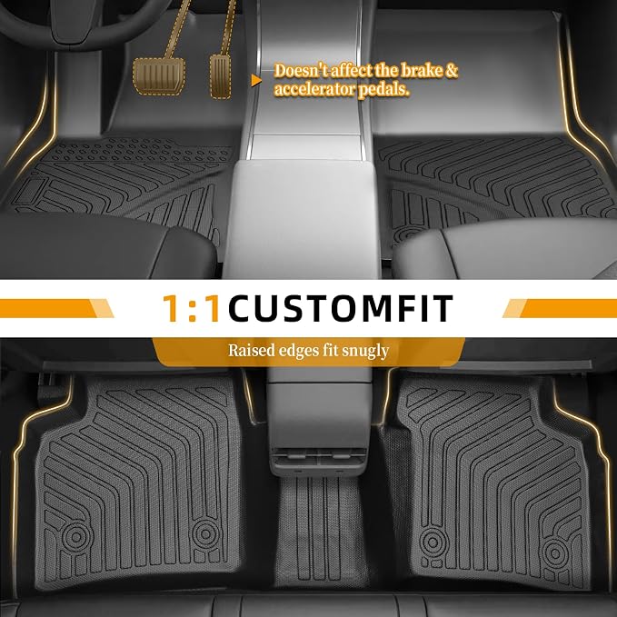 Floor Mats for Toyota Prius 2004-2007 2008 2009, Custom Fit for 2nd Gen Prius, TPE Non-Slip Waterproof Front & 2nd Row & Cargo Liner Car Accessories