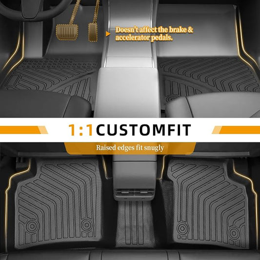 Floor Mats for Toyota Prius 2004-2007 2008 2009, Custom Fit for 2nd Gen Prius, TPE Non-Slip Waterproof Front & 2nd Row & Cargo Liner Car Accessories