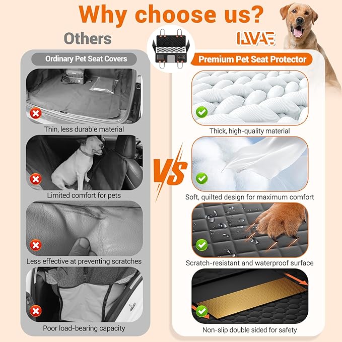 IJVAE Hard Bottom Car Seat Cover for Dog swith Removable Soft Blankets,Scratch-Proof and Anti-Slip Car Dog Hammock for Large Dogs White for Crew Cab Trucks F150