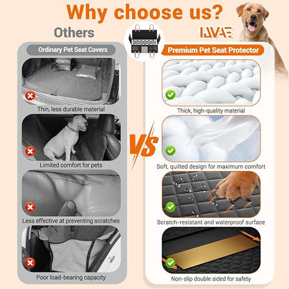 IJVAE Hard Bottom Car Seat Cover for Dog swith Removable Soft Blankets,Scratch-Proof and Anti-Slip Car Dog Hammock for Large Dogs White for Car, SUV