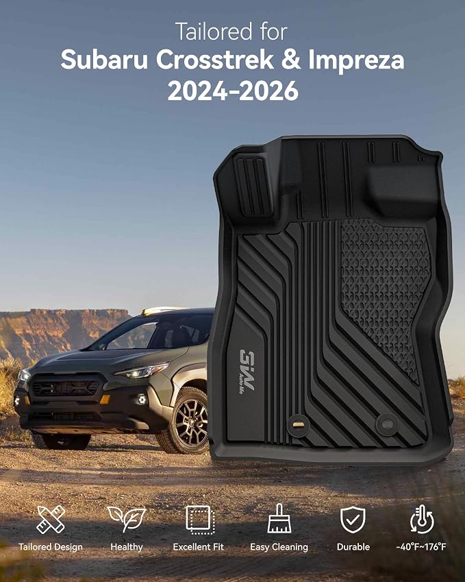 3W Floor Mats for 2026 2025 2024 Subaru Crosstrek & Impreza(Not for Crosstrek Hybrid), All Weather TPE Custom Fit Guard Durable Floor Liners for Subaru Crosstrek & Impreza, Car Accessories