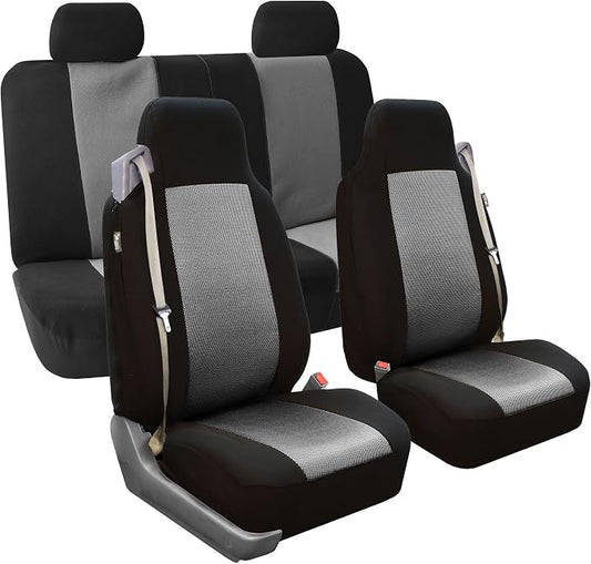 FH Group All Purpose Flat Cloth Car Seat Covers - Universal Fit, Full Set Seat Covers, Washable, Fit Most Car, Truck, SUV, Van - Black