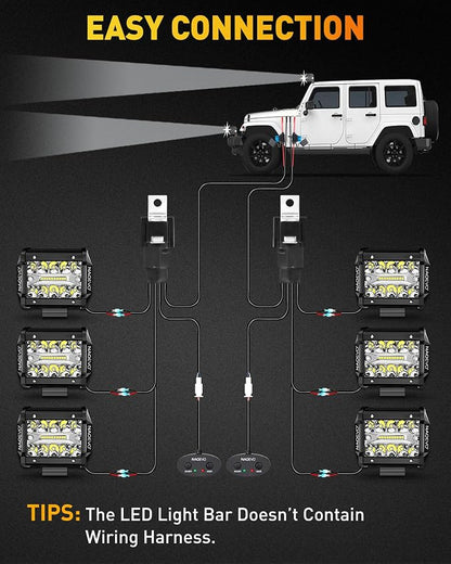 NAOEVO 4 Inch LED Pod Lights, 360W 36,000LM LED Fog/Driving/Off Road Lights with Spot Flood Combo, Cube Pods for Truck Boat ATV UTV Pickup, 6 Pcs (White)