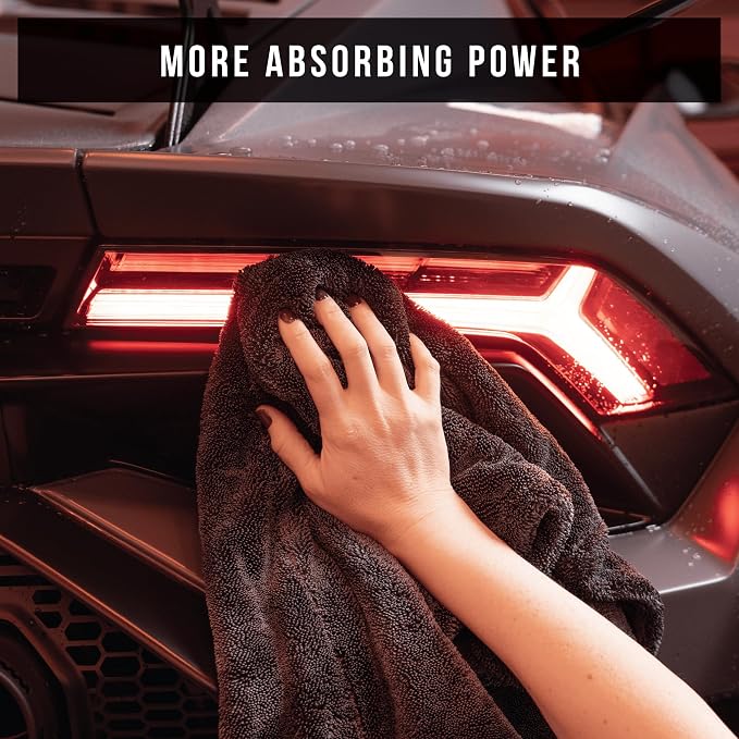 VIKING V+ Premium Microfiber Towel for Car Drying, Twisted Loop, Soft and Super Absorbent, Thick 1200gsm Towel for Car Detailing Kit, Grey, 24 Inch x 36 Inch, 1 Pack