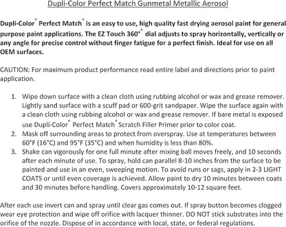 Dupli-Color Ebgm03447 Ebgm04337 Gunmetal Metallic General Motors Exact-Match Automotive Paint - 8 Oz. Aerosol