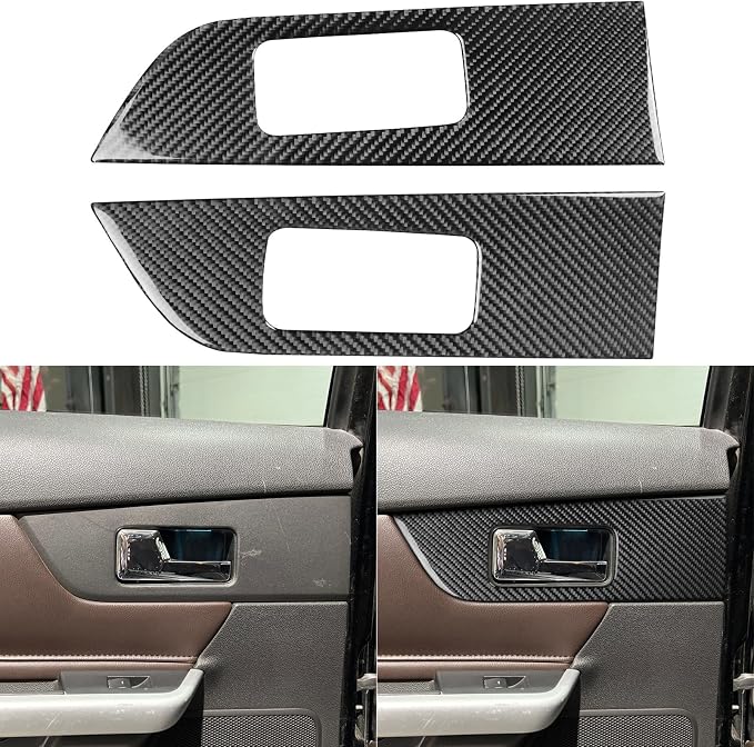 Premium Carbon Fiber Compatible with Ford Edge 2011-2014 2012 2013 SEL/Limited/SE/Sport Accessories Car Rear Door Handle Panel Cover Interior Trim Sticker Decal Black 2PCS