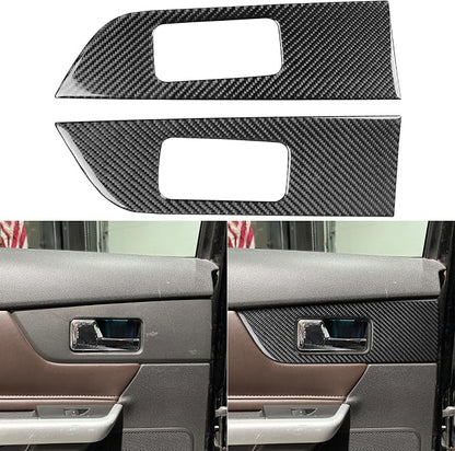 Premium Carbon Fiber Compatible with Ford Edge 2011-2014 2012 2013 SEL/Limited/SE/Sport Accessories Car Rear Door Handle Panel Cover Interior Trim Sticker Decal Black 2PCS