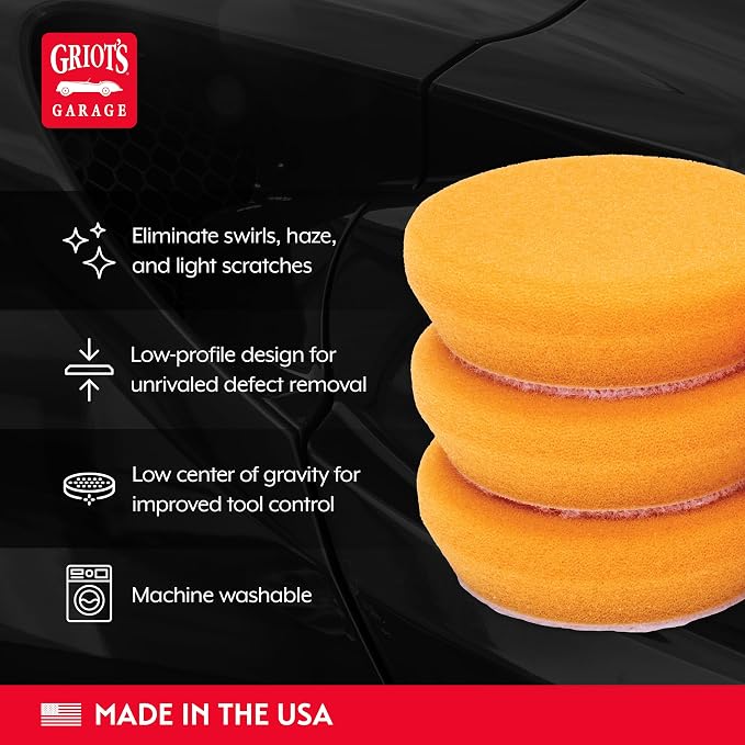 Griot's Garage 2" BOSS Correcting Foam Pads for Car Polishing, Buffing, Detailing and Light to Moderate Auto Paint Correction, Durable, Machine-Washable, Pack of 4