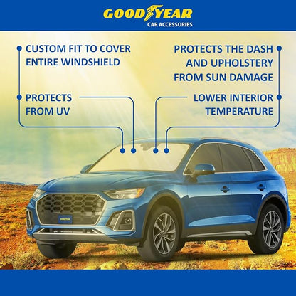 Goodyear Foldable Windshield Sunshade for Audi Q5 2018-2025, SUV car Accessories, Sunshade Cover, Sun Shade Car Windshield, Window Sun Blocker - GY008345