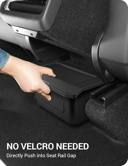 BASENOR Tesla Model Y Juniper Rear Center Console Organizer, TPE Dustproof Trash Can with Anti-Slip Lid, Garbage Bin Backseat Storage Box for 2025 2026 Model Y