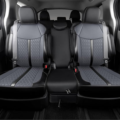 Custom Fit Sienna Seat Covers for 2021-2026 Toyota Sienna LE XLE 8-Seat, Waterproof Faux Leather Full Set Airbag Compatible 3-Row Car Seat Protectors (Black+Grey)