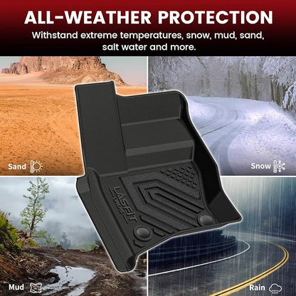 LASFIT Floor Mats & Trunk Mat for Land Rover Defender 110 2020-2026, TPE All Weather Custom Fit Floor Liner for Defender 110 7-Seater Full Set Car Mats and Cargo Liner, Black