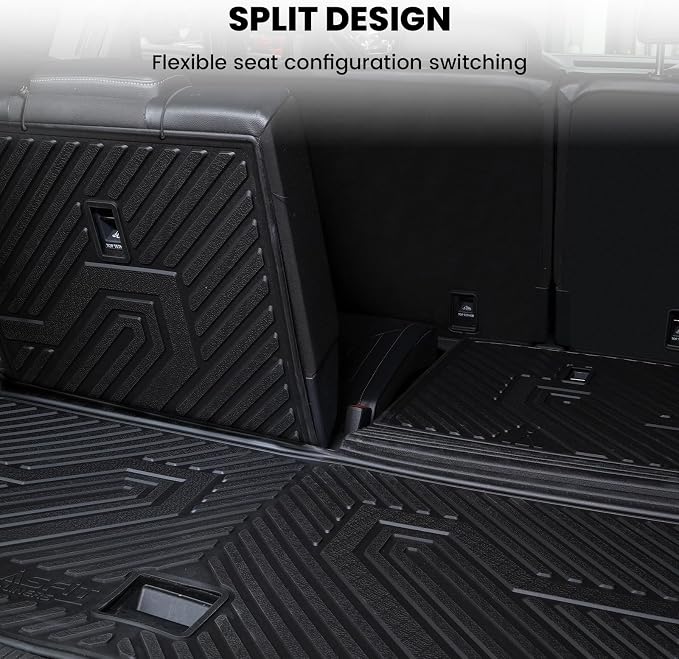 LASFIT Cargo Mat for Volkswagen VW Atlas 2018-2026(Not fit Cross Sport), All Weather TPE Custom Fit Trunk Mat & Seatback Mat for VW Atlas 6&7 Seats Accessories, Black, Easy to Clean