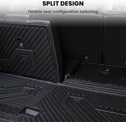 LASFIT Cargo Mat for Volkswagen VW Atlas 2018-2026(Not fit Cross Sport), All Weather TPE Custom Fit Trunk Mat & Seatback Mat for VW Atlas 6&7 Seats Accessories, Black, Easy to Clean