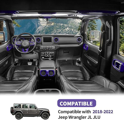 21PCS Full Set Interior Trim Kit for 2018-2023 Jeep Wrangler JL JLU,Side Outlet Door Handle Bowl Roof Reading Light Cover Trim (Purple)