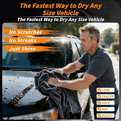 8 PCS Microfiber Towels for Cars 36x24 Inch Microfiber Cleaning Cloths Bulk Soft Car Detailng Towel Cloths 600 GSM Detailing Buffing Quick Drying Towel Polishing Waxing Auto Detailing Towel Cloth