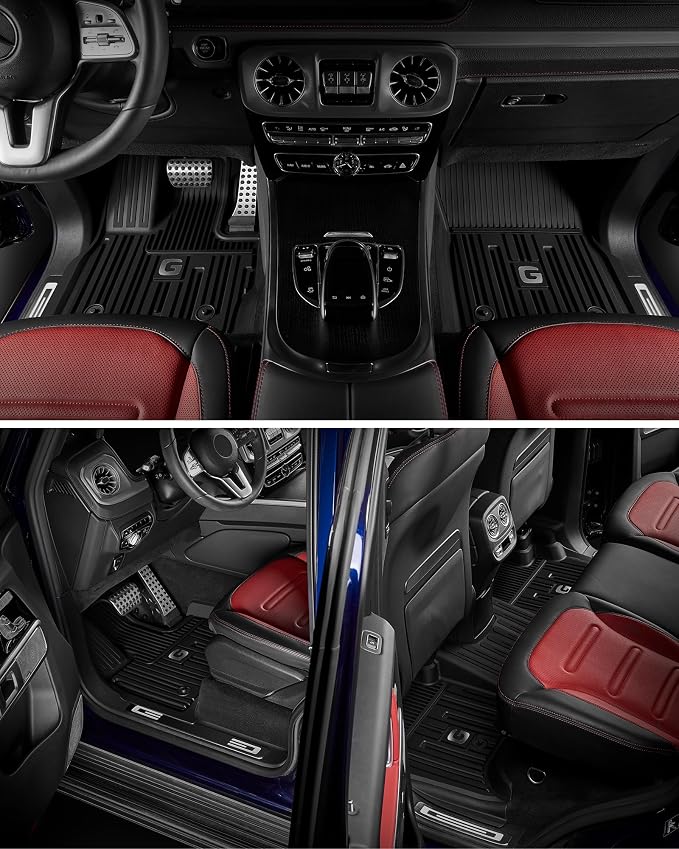 3W Floor Mats Fit for 2019-2025 2026 Mercedes-Benz G Class/G500/G550/AMG G63 SUV TPE All Weather Custom Fit Floor Liner for Benz G Class 1st & 2nd Row Car Mats, Black
