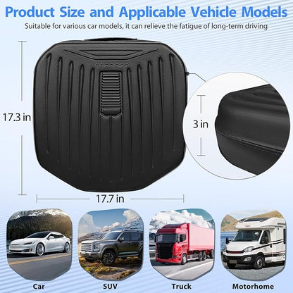 CAR PASS Leather Car Seat Cushion, Comfortable Memory Foam Seat Cushions for Driving Waterproof Adult Booster Seat Cushion for Cars, Truck Driver Automotive SUV Office Chair, Hand-held, 3 Inches Black