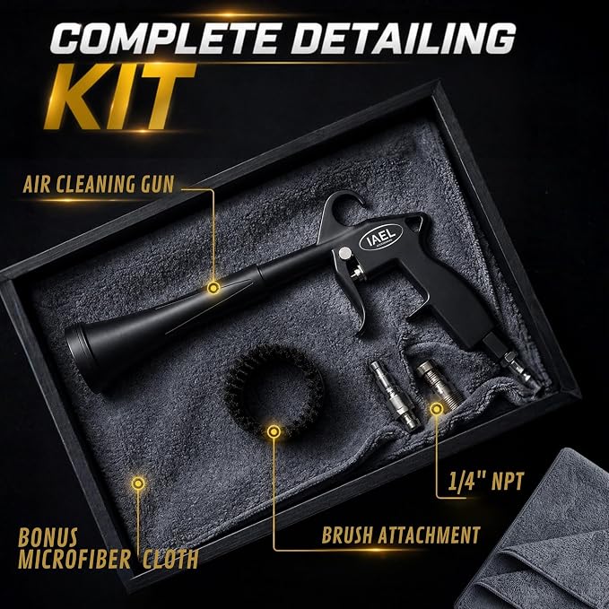 IAEL Tornado Air Gun Ultra Air Blaster Plus for Car Detailing - Tornado Mini Detailing Tool Car Cleaning - Interior car Cleaning kit General Twister Blow Out Tool - 4CFM/90PSI