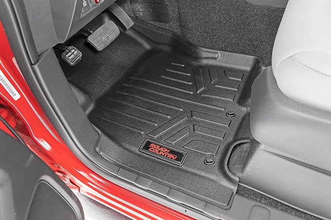 Rough Country All Weather Floor Mats for Nissan Frontier Crew Cab (2022-2025) - Non-Slip Waterproof Flexible Floor Mat, Front & Rear Set