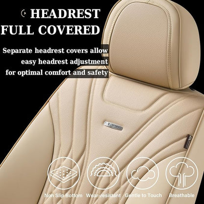 Coverado Car Seat Covers, Car Seat Covers Front Seats, 2-Pack Front Seat Cover, Nappa Leather Waterproof Seat Covers, Car Seat Protectors, Automotive Seat Covers Universal Fit for Most Vehicles