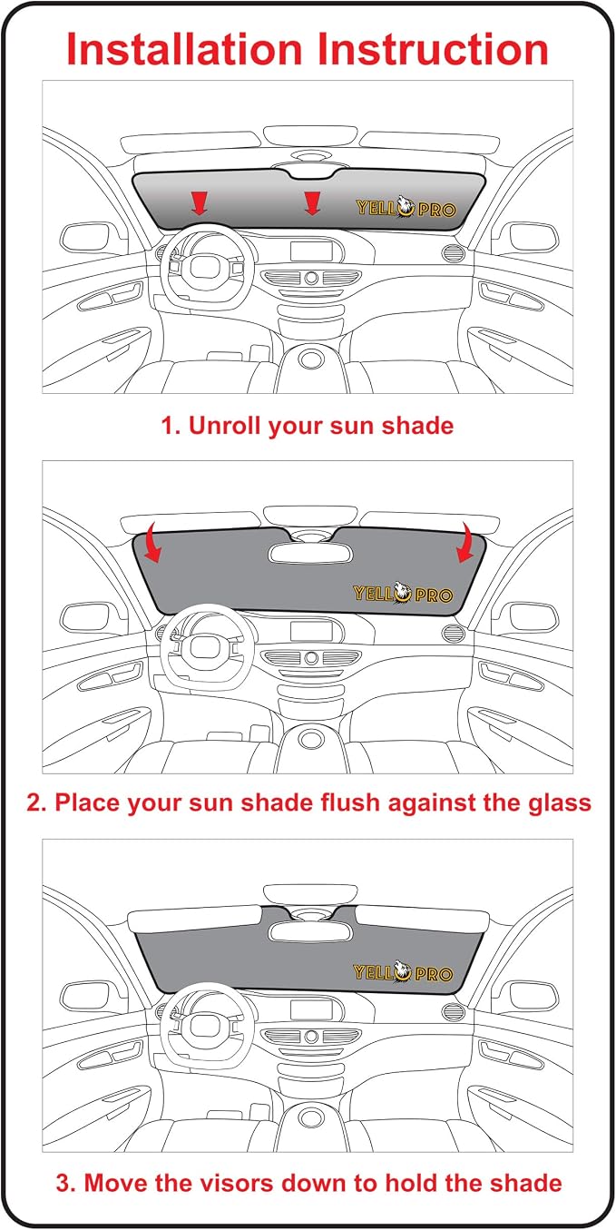 YelloPro Custom Fit Front Windshield Reflective Sunshade for 2021 2022 2023 2024 Toyota Venza SUV, LE, XLE, Limited, Sun Shade Protector Accessories [Made in USA]