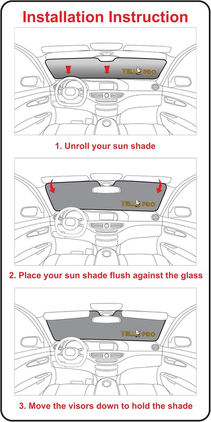 YelloPro Custom Fit Front Windshield Reflective Sunshade for 2021 2022 2023 2024 Toyota Venza SUV, LE, XLE, Limited, Sun Shade Protector Accessories [Made in USA]