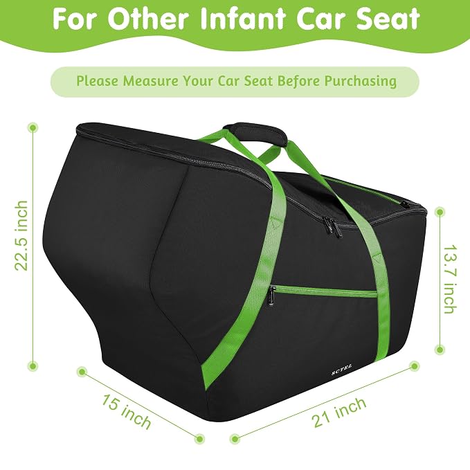 SCTEL Infant Car Seat Travel Bag - Fits Infant Car Seats with Anti-Rebound Bar Base, Car Seat Storage Bag, Car Seat Carrier for Airport, Water Dirt Tear Resistant, Baby Essentials