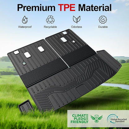 Floor Mats for Honda Pilot 2023-2025 2026, Cargo Mat with Backrest Mat All Weather TPE Cargo Liner Replacement Protection for Honda Pilot Accessories Door Sill Guards