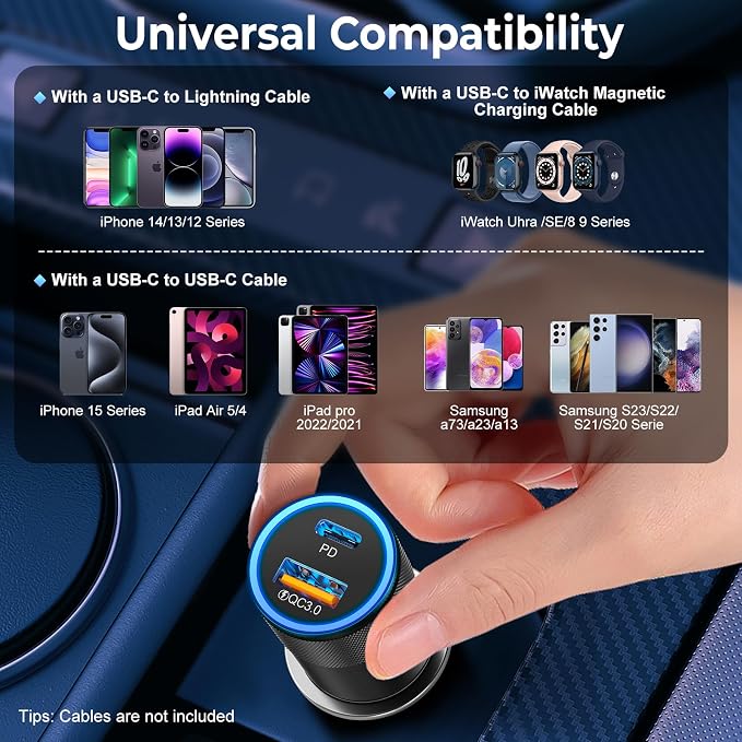 6 Pack USB C Car Charger, Ancekoy 38W Dual USB-C + USB-A Car Charger Adapter Fast Charge PD/QC 3.0 Cigarette Lighter Adapter USB Charger Plug for iPhone 17/16/15/14/13/12/11/Pro Max, iPad, Samsung