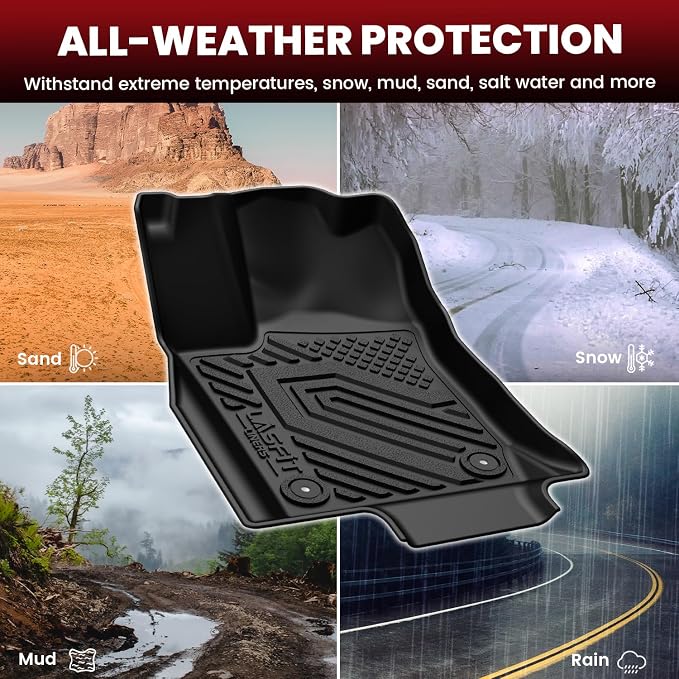 LASFIT Floor Mats&Trunk Mat&Backrest Mats for Dodge Durango 2013-2026, Fit 2nd Row Bench Seat(7seats), Not for 2nd Row Bucket Seat(6seats/5 Seats), All Weather TPE Custom Fit Cargo Liner, Black