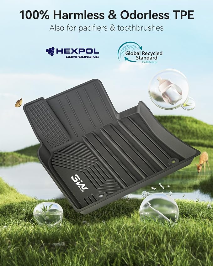 3W Floor Mats Fit Toyota Camry 2018-2024 FWD Only (Not for Hybrid or AWD), TPE All Weather Custom Fit Floor Liner, 1st and 2nd Row, Black(L/LE/SE/TRD/XLE/XSE)