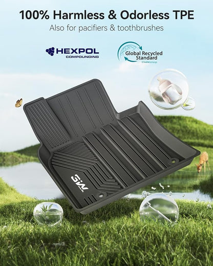 3W Floor Mats Fit Toyota Camry 2018-2024 FWD Only (Not for Hybrid or AWD), TPE All Weather Custom Fit Floor Liner, 1st and 2nd Row, Black(L/LE/SE/TRD/XLE/XSE)
