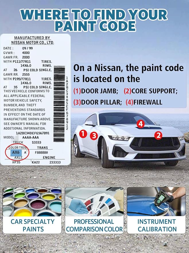 Q10 White Touch Up Paint for Nissan, Exact Color Match Car Paint Scratch Repair Remover Pen Kit Quick & Easy Fix Vehicle Chips and Automotive Nicks Scuff