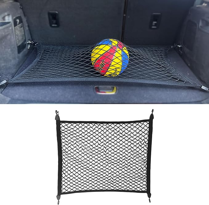 Elastic Cargo Net for SUV,Adjustable Elastic Trunk Mesh Nets with Hook Universal for SUV - Organizer 32" x 24" Stretch to 63"x43",Truck Bed Tailgate Netting Accessories (31.5 * 24inch)