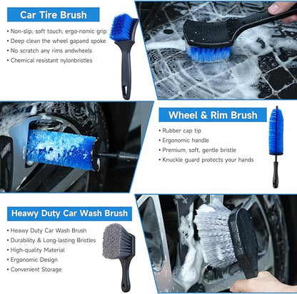 36Pcs Car Detailing Kit, Car Detailing Brush Set, Car Cleaning Kit, Auto Detailing Tools for Interior Exterior Wheels, Professional Car Wash Accessories with Windshield Cleaning Tool and Storage Box
