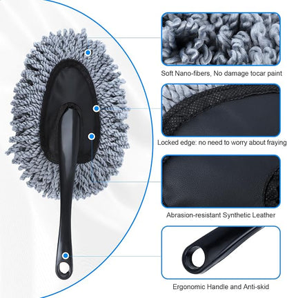 IPELY 6 Pack Car Cleaning Supplies – Car Duster Interior & Brush Interior & Cleaning Gel, Car Detailing Cleaning Kit for Cars, Trucks, SUVs & RVs