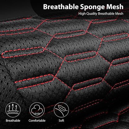 CAR PASS 3D Foam Mesh Leather Car Seat Covers Full Set,Breathable Mesh Faux Leather Seat Covers for Car,Universal Fit for SUV Truck Sedan Automotive, Armrest Airbag Compatible,Black and Red
