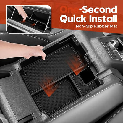 Sunsdrew 2025 Upgraded Center Console Organizer for 2025 2026 Ford Bronco 4-Door Accessories,2PCS Bronco Armrest Storage Box&Glove Box Organizer Slide smoothly Black(Not for 2-Door&Bronco Sport)
