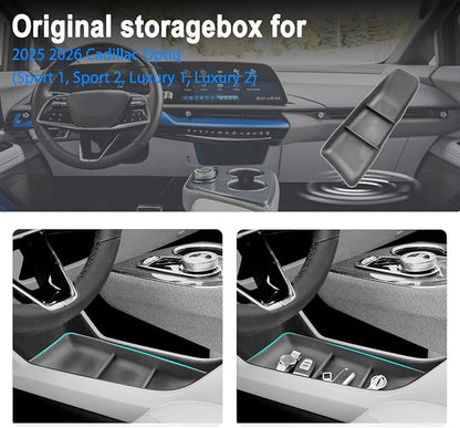 SHAOHAO 2 Pcs for 2025 2026 Cadillac Optiq Under Console Organizer for 2025 2026 Cadillac Optiq Accessories (Sport/Luxury) Lower Organizer & Cup Holder 2026 Optiq Space Expand Buttom Tray Easy Removal