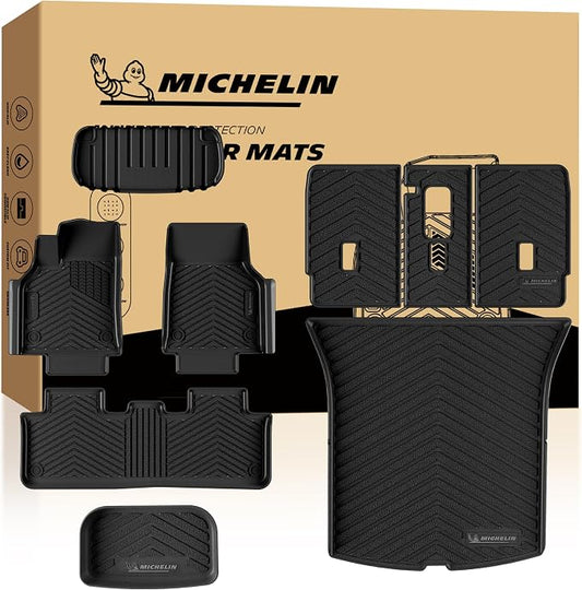 Michelin Vehicle Mat, All-Weather TPE Custom Fit Liner for Tesla Model Y 5 Seat Standard Floor Mats 2025-2027 (9 Piece), Not Fit Premium or Performance, Premier