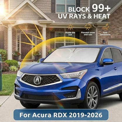 Windshield Sun Shade for Acura RDX 2019-2024 2025 2026 Front Window Shade Custom Fit RDX Accessories Sun Visor Foldable Shade Blocks UV Rays Summer Must Have Car Accessories
