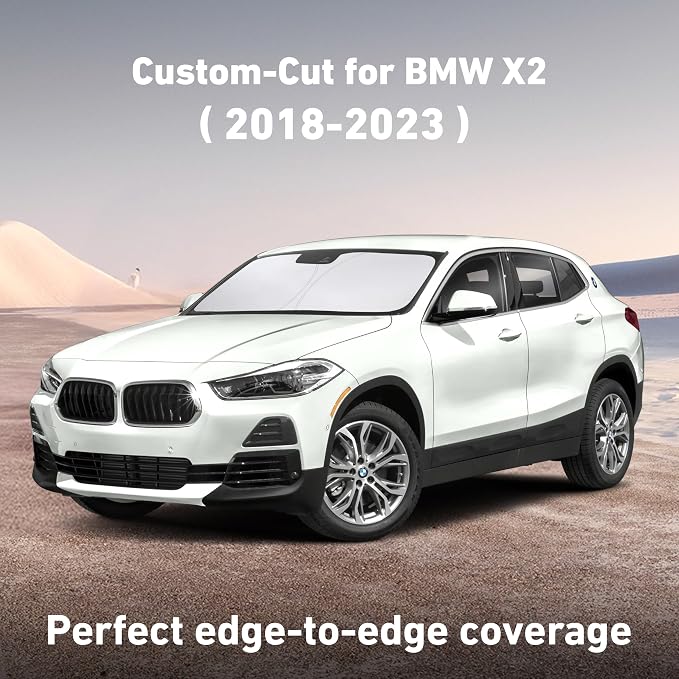 EcoNour Windshield Sunshade Compatible for BMW X2 2018-2021 2022 2023, Sun Visor for Front Windshield & Window Sun Shade Cover, UV Heat Blocker & Protector, Car Accessories