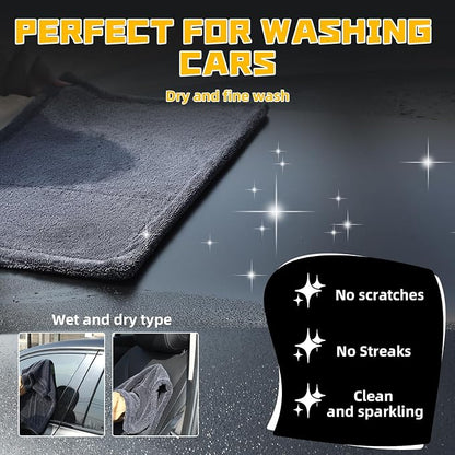 2-Pack Double-Twist Pile Microfiber Towels for Cars 1300 GSM Car Drying Towels (23.62" x 15.75") Ultra Absorbent Microfiber Towel, Streak-Free & Scratch-Free Car Cleaning Supplies with Edgeless Design